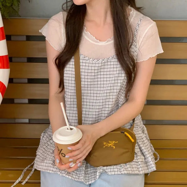 Checked tiered layered bustier sleeveless