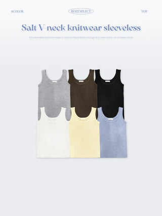 [6 colors] Rib knit sleeveless top
