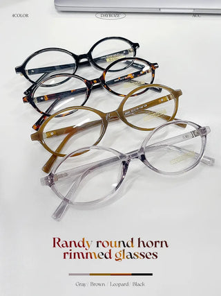 Round, thick-framed glasses