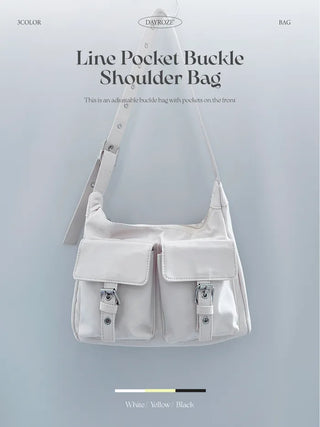 Pocket buckle shoulder bag (3 colors)