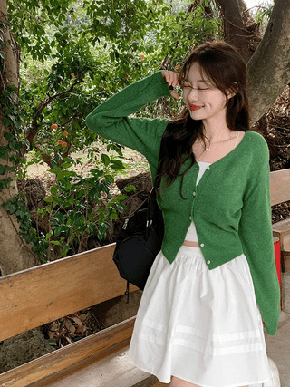 V-neck knit cardigan (8 colors)