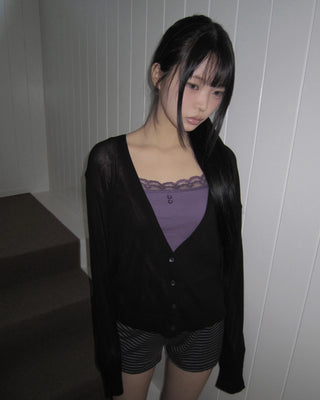 Deep V-neck cardigan