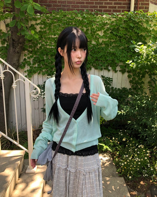 Deep V-neck cardigan