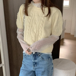 Lace sheer turtleneck