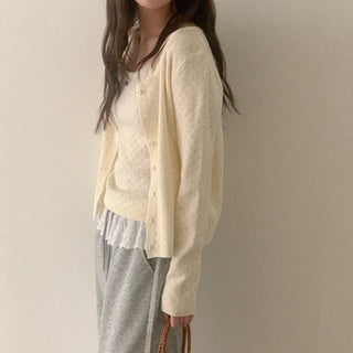 Ribbon Sleeveless Cardigan Set