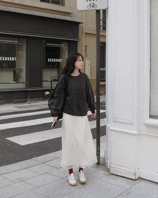 Polka dot layered skirt