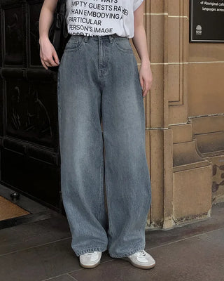 Real wide-leg denim pants