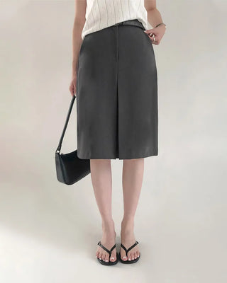 Front pleated midi skirt