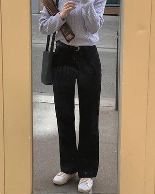 (basic/long) Premium semi-bootcut black denim pants - 4 sizes
