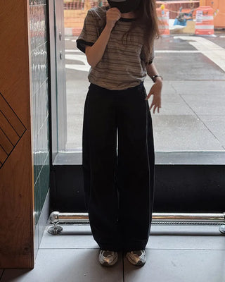 Classic striped short-sleeved sweatshirt