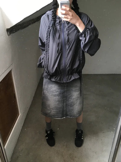 (2 colors) Waffle Asymmetrical Zip-Up