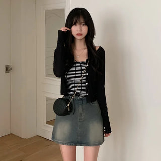Vintage Wash Denim Mini Skirt