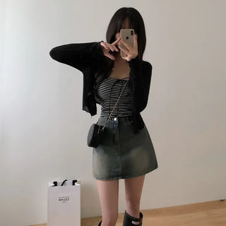 Vintage Wash Denim Mini Skirt