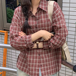 [2 colors] Casual check shirt