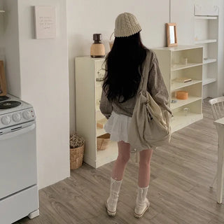 Checkered Anorak Loose Hooded Parka
