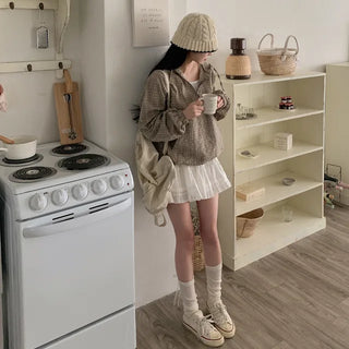 Checkered Anorak Loose Hooded Parka