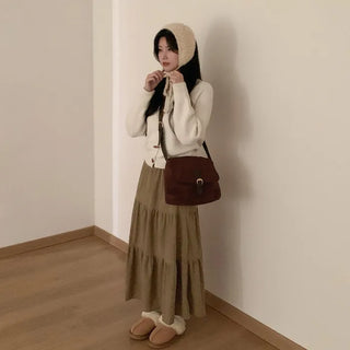 Corduroy long skirt
