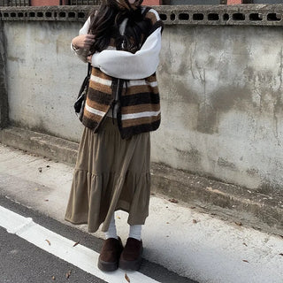 Corduroy long skirt