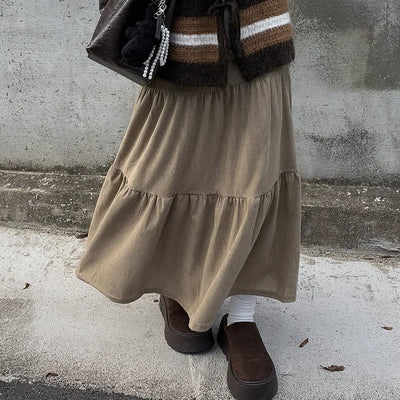 Corduroy long skirt
