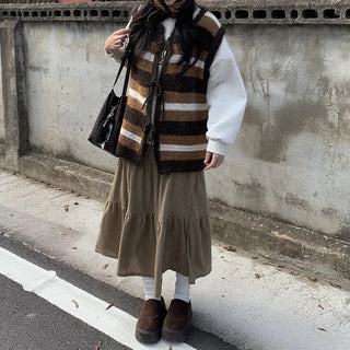 Corduroy long skirt