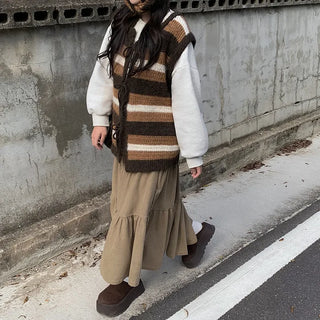 Corduroy long skirt