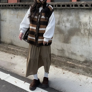 Corduroy long skirt