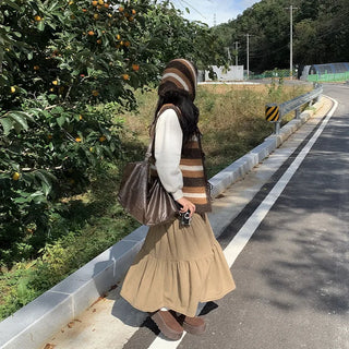 Corduroy long skirt