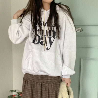 Fleece-lined lettering hooded parka