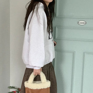 Fleece-lined lettering hooded parka