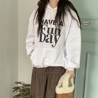 Fleece-lined lettering hooded parka