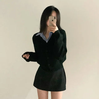 Black Basic A-line Mini Skirt