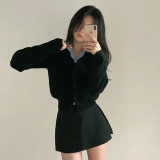 Black Basic A-line Mini Skirt