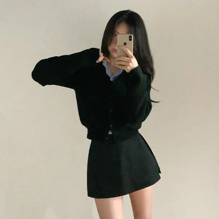 Black Basic A-line Mini Skirt