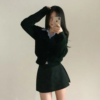 Black Basic A-line Mini Skirt