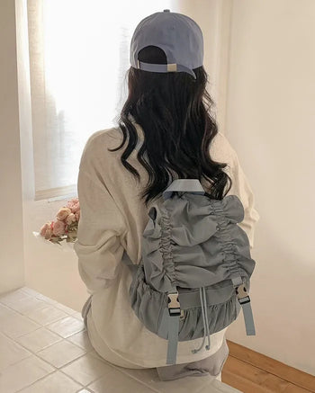 Frilled Shirring Nylon Backpack