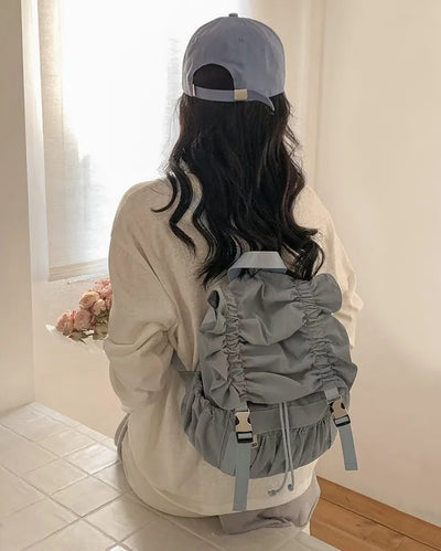 Frilled Shirring Nylon Backpack