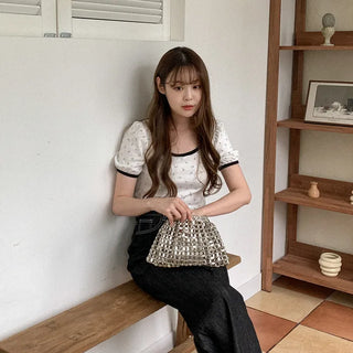 Silver metal shoulder bag
