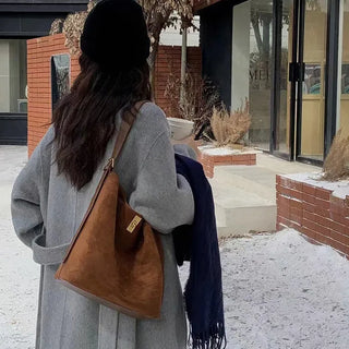 Suede Buckle Big Tote Bag/Shoulder Bag