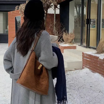 Suede Buckle Big Tote Bag/Shoulder Bag