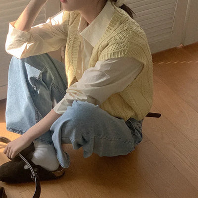 Cable knit vest