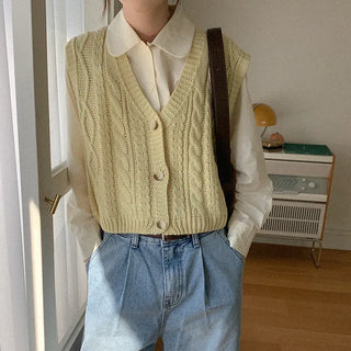 Cable knit vest