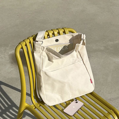 2-Pocket Plain Big Cloth Eco Bag (3 colors)