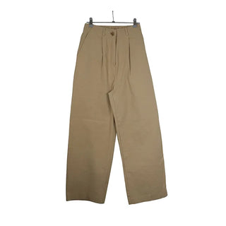 High-waisted semi-wide cotton pants