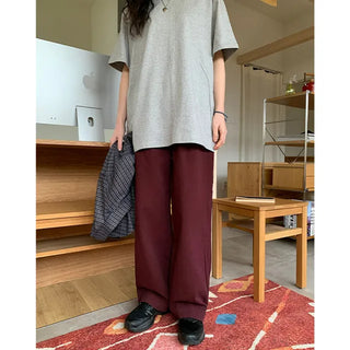 High-waisted semi-wide cotton pants
