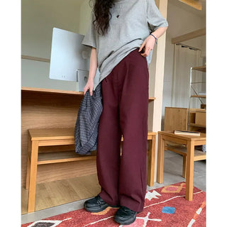 High-waisted semi-wide cotton pants