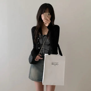 [With built-in cups] Layered ribbed stripe sleeveless top