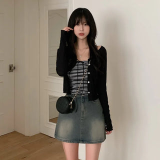[With built-in cups] Layered ribbed stripe sleeveless top