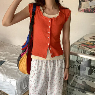Cotton eyelet punched vest