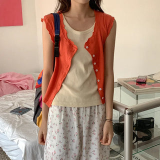 Cotton eyelet punched vest
