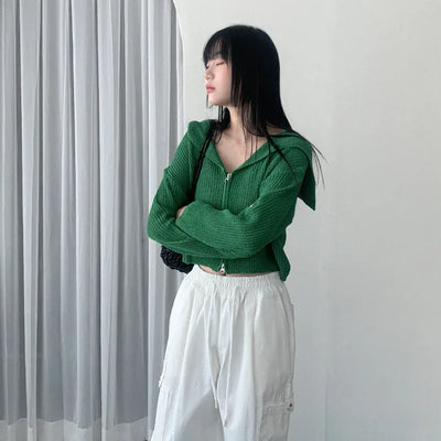 Bouclé color knit hoodie